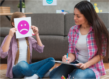 Child Psychologist Child Holding Up Sign Sad Face Secure Minds Psychology